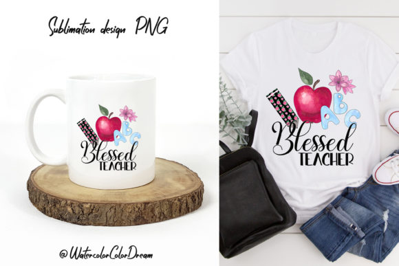 Blessed Teacher Sublimation Design for Crafts and Graphics