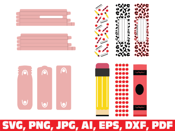 Teacher School Glitter Pen Wraps: Graphics for Crafts